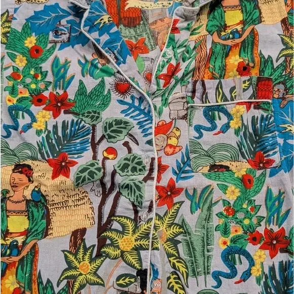 90's AOP Tropical Art Short-sleeve Button-up shirt - Picture 3 of 4